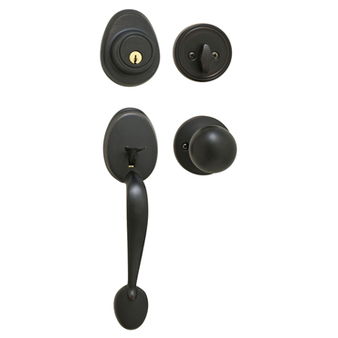 Handleset with Biscuit Knob & Deadbolt Door Lock - Residential