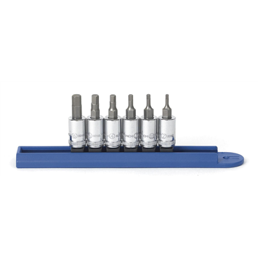 6 Piece Full Polish Chrome Holder with Black Oxide Bit Socket Set