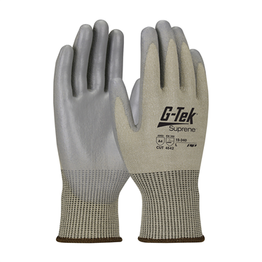 Tan Knit Wrist Cuff Polyurethane Large Cut-Resistant Gloves