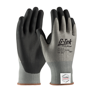 Gray Knit Wrist Cuff Nitrile Small Cut-Resistant Gloves
