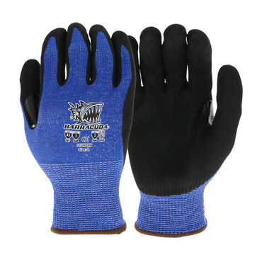 Blue Knit Wrist Cuff Nitrile Medium Cut-Resistant Gloves