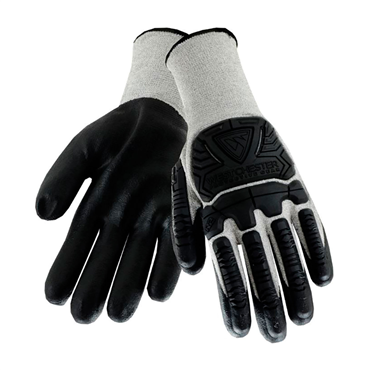 Gray Knit Wrist Cuff Nitrile Medium Cut-Resistant Gloves