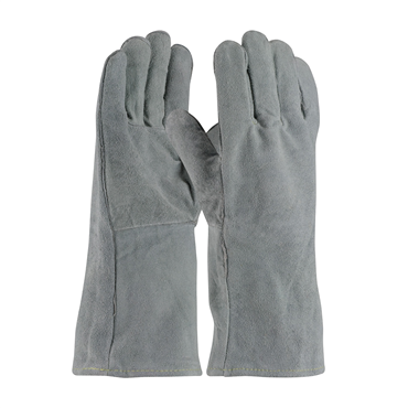 Gray Straight Cuff Mens Economy Welding Gloves
