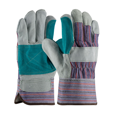 Blue Safety Mens Size Leather Palm Gloves