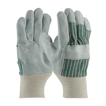 Green Knit Wrist Mens Size Leather Palm Gloves