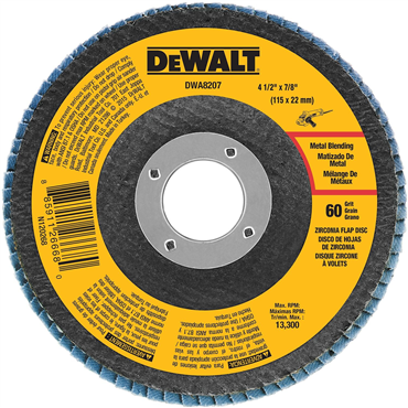 Dewalt DWA8207 40 Grit T29 Zirconia 4 1/2 in X 7/8 in Flap Disc