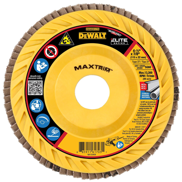 Dewalt DWA8281CTR 60 Grit T27 Coarse Grade Ceramic Alumina 4 1/2 in X 7/8 in Elite Flap Disc