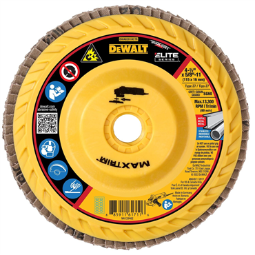 Dewalt DWA8281HCTR 60 Grit T27 Coarse Grade Ceramic Alumina 4 1/2 in X 5/8-11 Elite Flap Disc