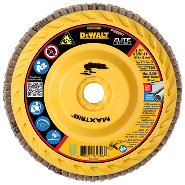 Dewalt DWA8282HCTR 80 Grit T27 Medium Grade Ceramic Alumina 4 1/2 in X 5/8-11 Elite Flap Disc
