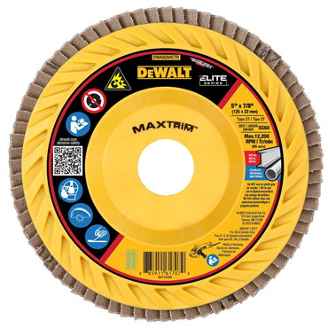 Dewalt DWA8284CTR 60 Grit T27 Coarse Grade Ceramic Alumina 5 in X 7/8 in Elite Flap Disc