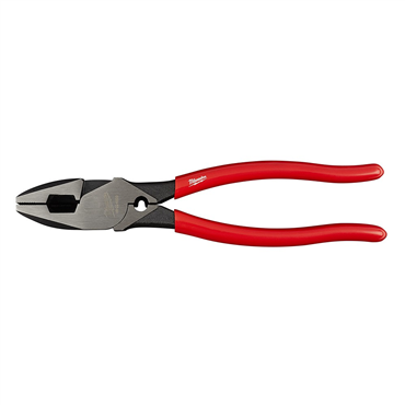 Steel Red/Silver High Leverage Linesman's with Crimper-Dipped