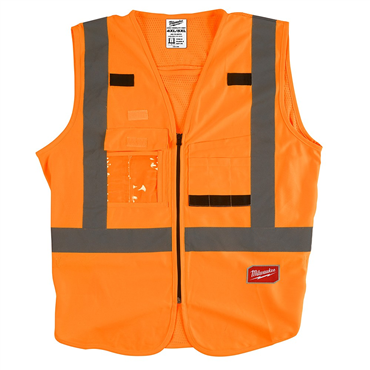 Orange Single Pull Zipper Vest