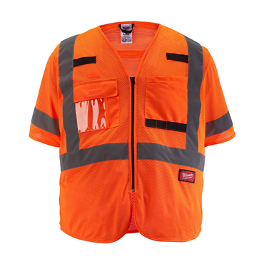 2XL/3XL Orange Single Pull Zipper Vest