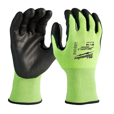 High Visibility Cut Level 3 Polyurethane Dipped Medium Gloves