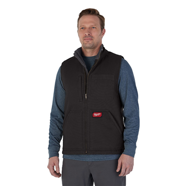 2XL Black Sherpa Polyester Single Pull Zipper Vest