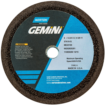 Gemini 57A Type 11 Non-Reinf Portable Snagging Wheel