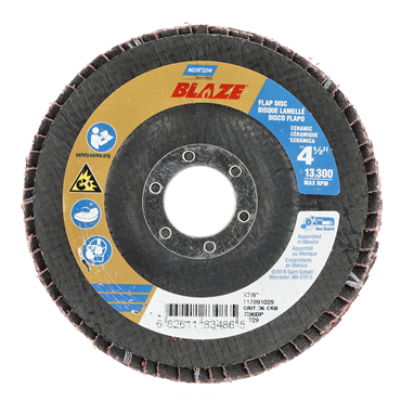 Blaze Ceramic Alumina Extra Coarse Grit Center Mount Fiberglass Conical Flap Disc