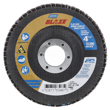 Blaze Ceramic Alumina Extra Coarse Grit Center Mount Fiberglass Conical Flap Disc