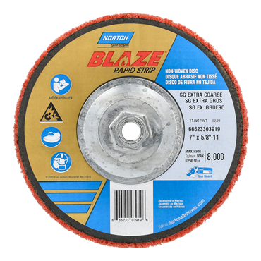 Bear-Tex Blaze Rapid Strip Ceramic Alumina Extra Coarse Grit Non-Woven Depressed Center Disc