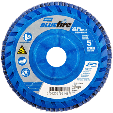 BlueFire Zirconia Alumina Extra Coarse Grit Center Mount Plastic Flat Flap Disc