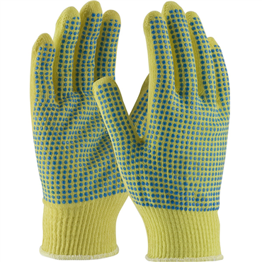 Yellow Knit Wrist Cuff PVC Small Cut-Resistant Gloves