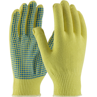 Yellow Knit Wrist Cuff PVC Medium Cut-Resistant Gloves