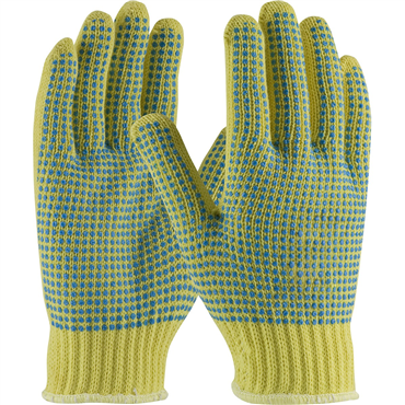 Yellow Knit Wrist Cuff PVC Large Cut-Resistant Gloves