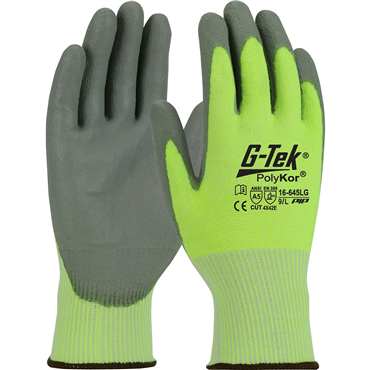 Hi-Vis Yellow Polyurethane Small Cut-Resistant Gloves