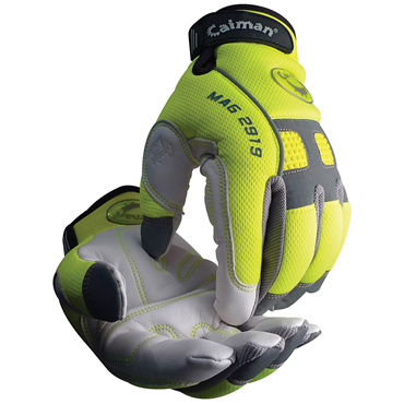 Top Grain Goatskin Leather Palm S Size Hi-Vis Yellow Glove