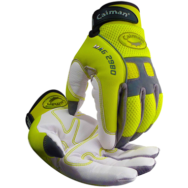 Top Grain Goatskin Leather Palm L Size Hi-Vis Yellow Glove