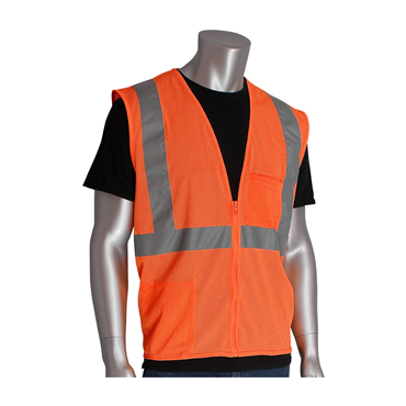 Hi-Vis Orange Zipper 2 Pockets Large Vests
