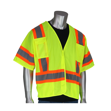 Hi-Vis Yellow Hook and Loop 5 Pockets 4X-Large Vests