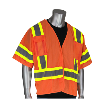 Hi-Vis Orange Hook and Loop 5 Pockets X-Large Vests