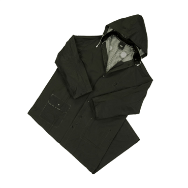 Black Polyester PVC Medium Raincoat
