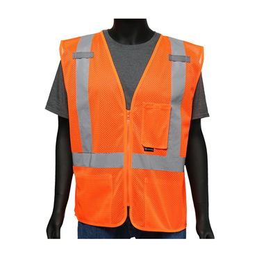Hi-Vis Orange Zipper 3 Pockets Large Vests