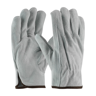 M Size Gray Slip-On Split Cowhide Drivers Glove