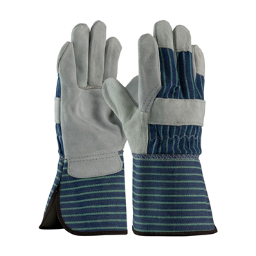 M Size Gauntlet Rubberized Cuff Leather Palm Glove