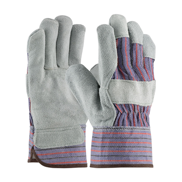 L Size Safety Starched Cuff Leather Palm Glove