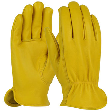 M Size Gold Slip-On Top Grain Deerskin Drivers Glove