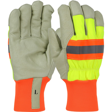 L Size Hi-Vis Yellow Leather Cold Protection Glove